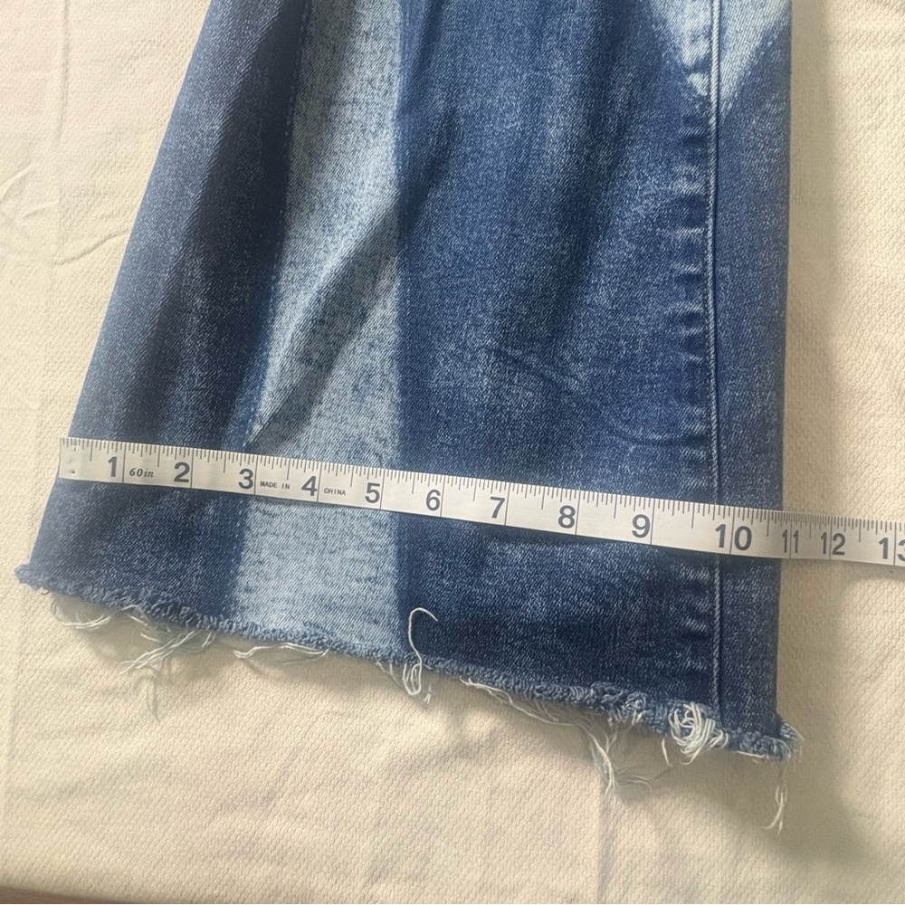 Flying Monkey Two Tone Chevron Flare Jeans Y2K Colorblock Raw Hem 28 - Picture 9 of 14